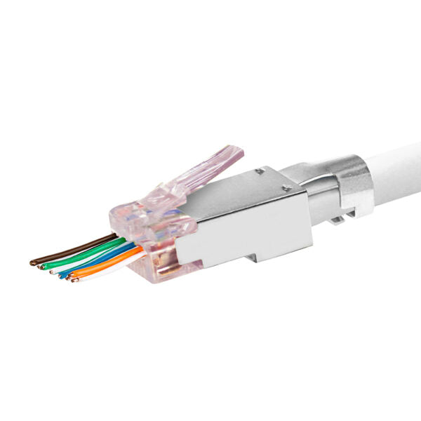 Simply 45 - S45-1750P - PROSeries Pass Through Shielded Red Tint, Hi/Lo Stagger - Cat6/6a STP with Cap45 & Bar45 - 50pc Jar