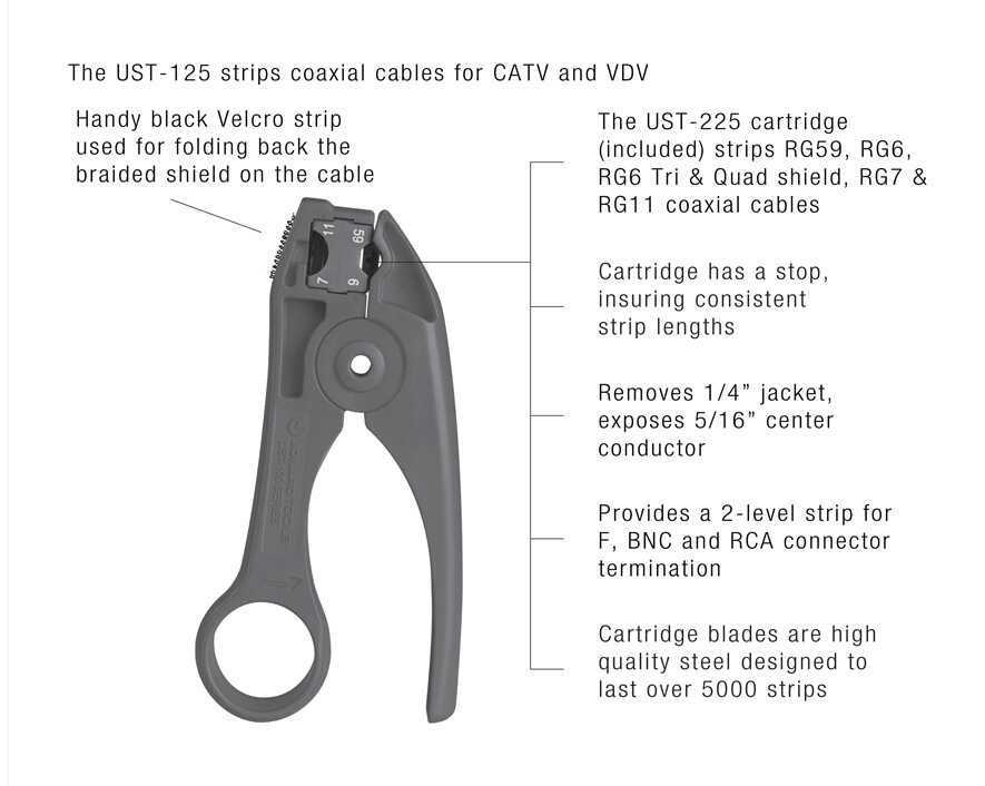Jonard Tools - UST-135 - Coax Strip Tool, RG11 Coax W&Wo Stop
