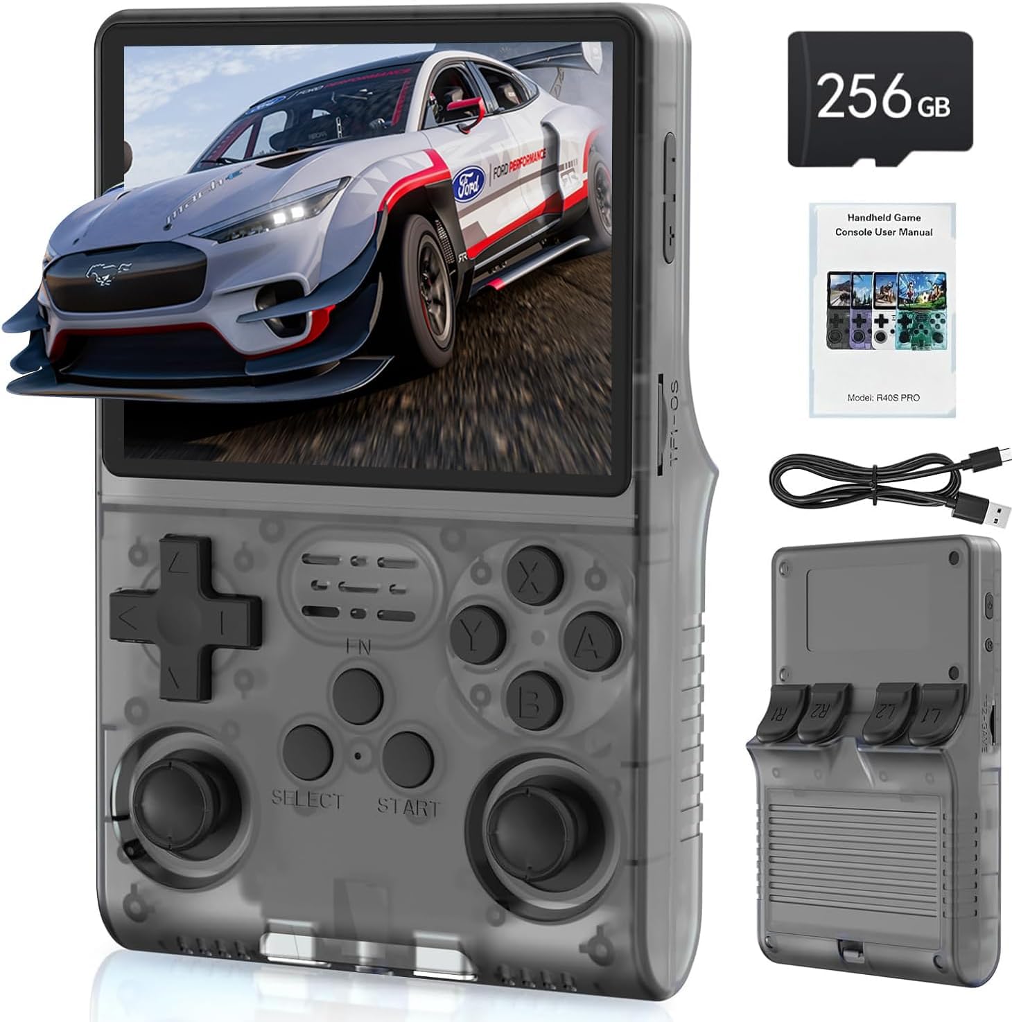 R40S PRO Handheld Game Console with 30,000 Games 3.5 inch IPS Screen Mini Retro Console 3800mAh Portable Pocket Arcade 45+ Emulators with 256G TF Card