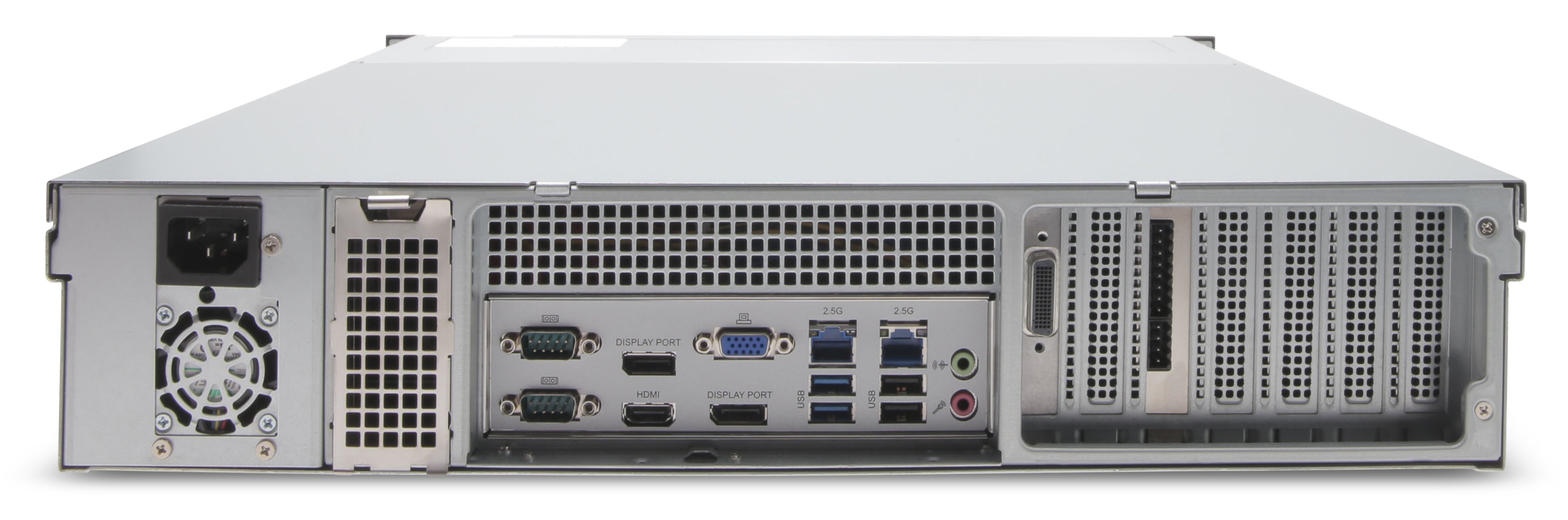EXACQ - IP08-48T-2AL - IP 2U Rackmount A-Series exacqVision NVR with 8 IP Professional licenses (64 max), 48TB Internal JBOD storage. Linux Ubuntu 22.04 LTS OS on SSD, 8GB RAM, Dual 2.5GbE on-board, 4 x USB, 1 x HDMI, 2 x DP, 1 x VGA. Includes rackmo