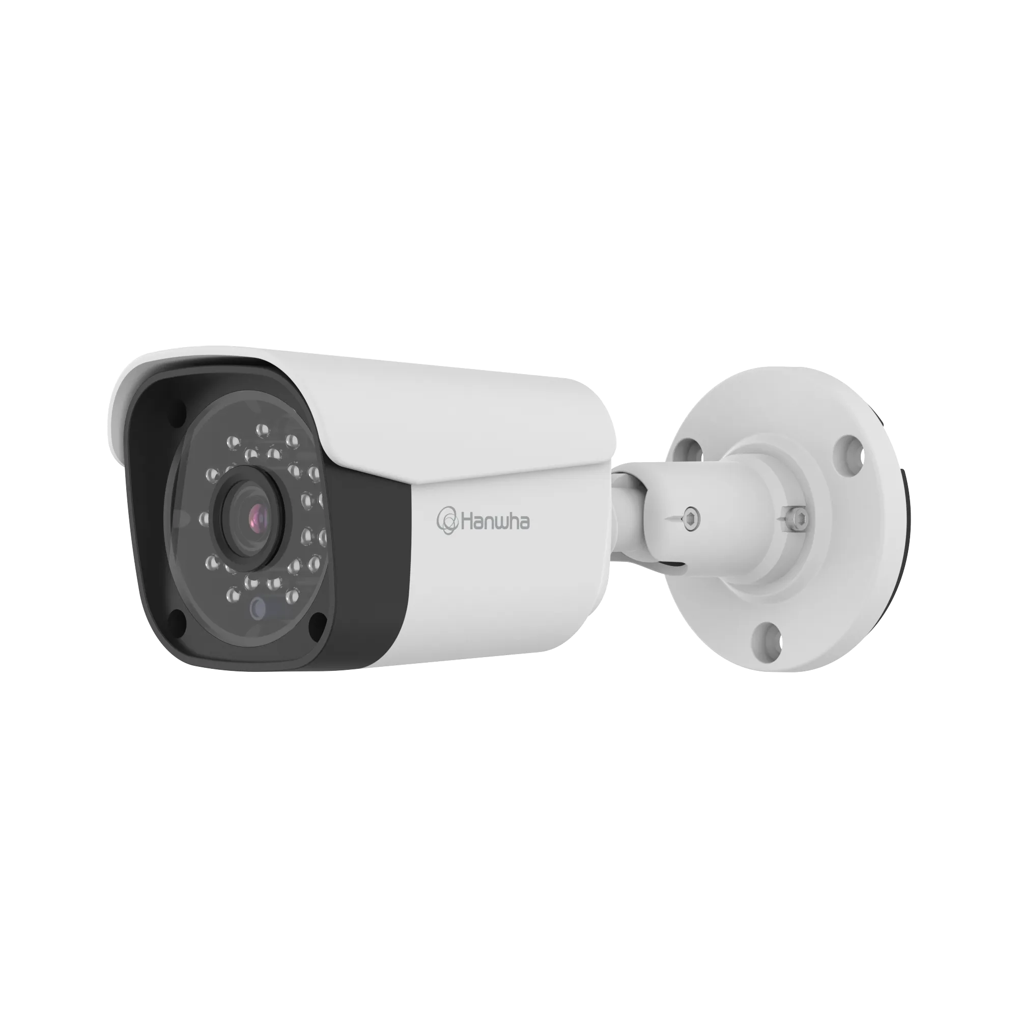 Hanwha - ACO-6020R - Wisenet A Series 2MP IR bullet camera, AHD / TVI / CVI / CVBS formats are available, 2MP @ 30 FPS, 3.6mm fixed focal lens, FoV H: 81° / V: 42°, DWDR, IR distance 25m(82 ft), day & night , IP67, IK10, 12VDC, Analog, white.