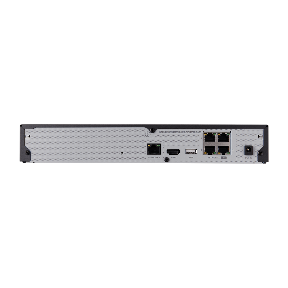 Hanwha - ARN-410S-2TB - Wisenet A Series 4CH PoE NVR, 2TB Hard Drive Pre-Installed, Embedded Linux, H.265, H.264, MJPEG codec, Plug & play by 4 PoE (LAN, 10/100), 1 RJ-45(WAN, 10/100), Supported HDD (Maximum 6TB), HDMI local monitor, ARB supported, P