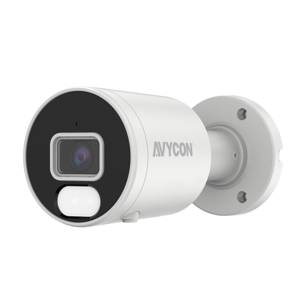 AVYCON - AVC-NBB41F28 - 4MP H.265+ InfiniteColor, Bullet IP Camera, AI Lite, DWDR, 4MP@25FPS, Full Color (white light), Built-in Mic, 2.8mm Fixed Lens, MicroSD, Onvif, DC12V / PoE, IP67, White