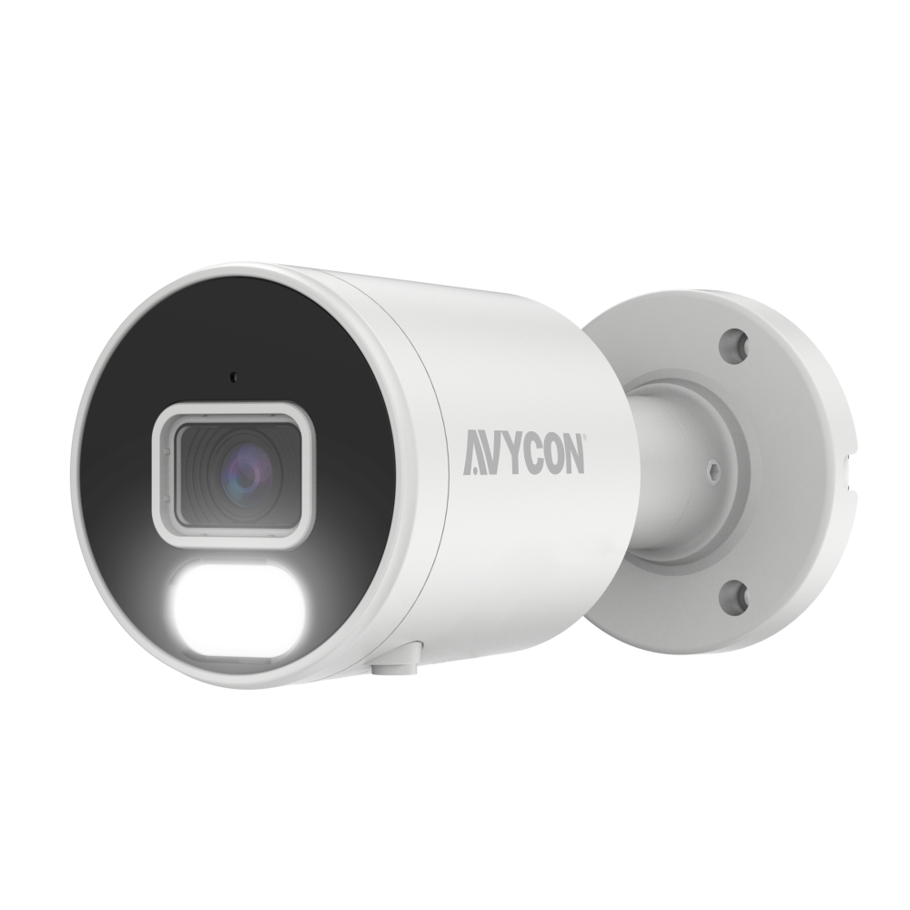 AVYCON - AVC-NBB81F28 - 8MP H.265+ InfiniteColor, Bullet IP Camera, AI Lite, DWDR, 8MP@15FPS, Full Color (white light), Built-in Mic, 2.8mm Fixed Lens, MicroSD, Onvif, DC12V / PoE, IP67, White