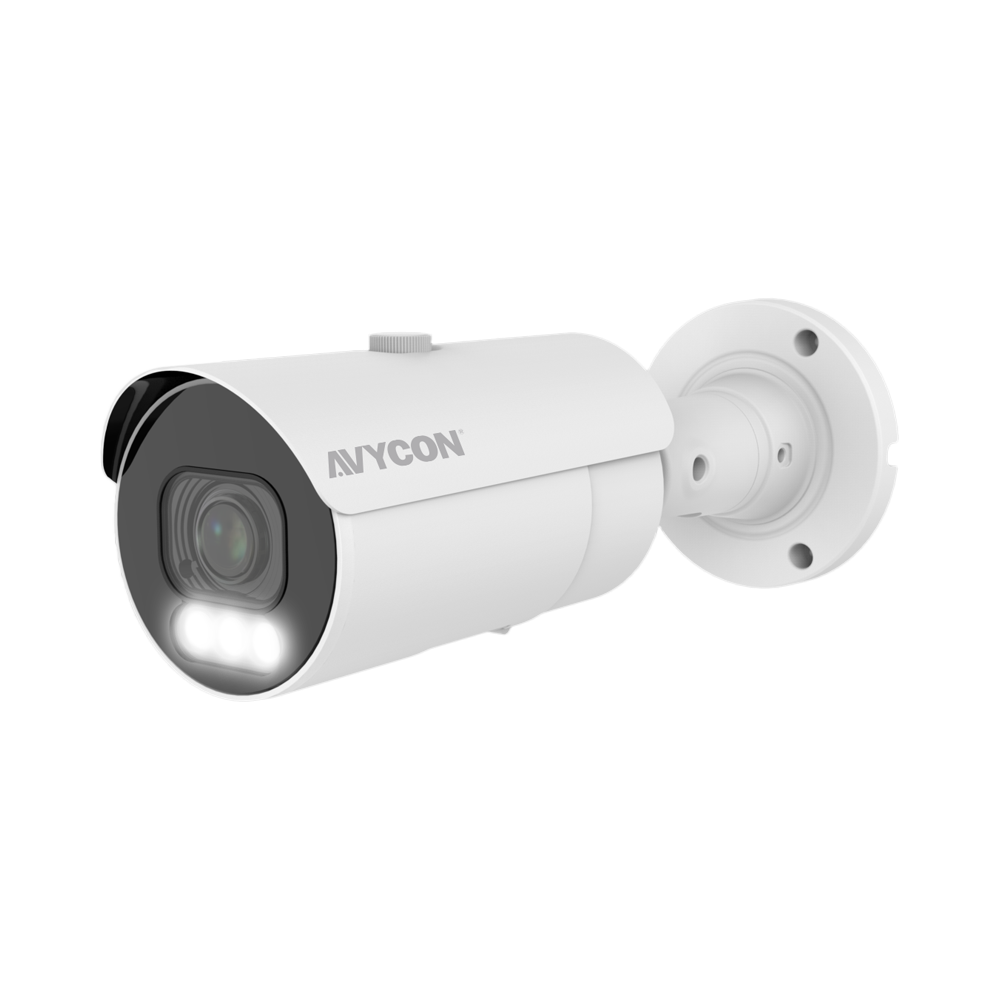 AVYCON - AVC-NCB51M - 5MP (2592x1944), H.265+ Bullet IP Full Color Camera, True WDR, AI, InfiniteColor™, 5MP@30FPS, Triple Stream, 2.7-13.5mm Motorized A/F Lens, MicroSD, Onvif, DC12V / PoE, IP67, White