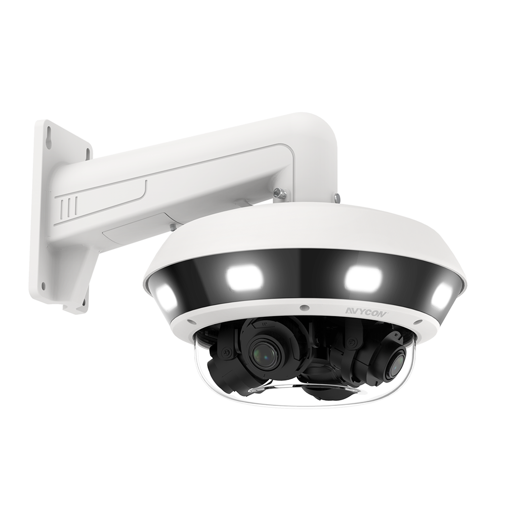 AVYCON - AVC-NCMS321M04 - 32MP InfiniteColor Multi-Sensor Multi-Directional Diversity IP Camera, 4-Directional Adjustable 4x optical lens, dual light (IR LED & White LED), smart AI, 2ch Alarm In/out, 1 Audio in/out, IK10, IP67, 24VAC/12VDC/PoE+(IEEE8