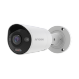 AVYCON - AVC-NPB81F180 - 8MP (4K), H.265+ InfiniteColor, Panoramic Bullet AI Diversity IP Camera, True WDR, 8MP@20FPS, Full Color (white light), Built-in Mic, Speaker (2-way), Siren, 180 Panoramic Lens, MicroSD, Onvif, DC12V / PoE, IP67, White