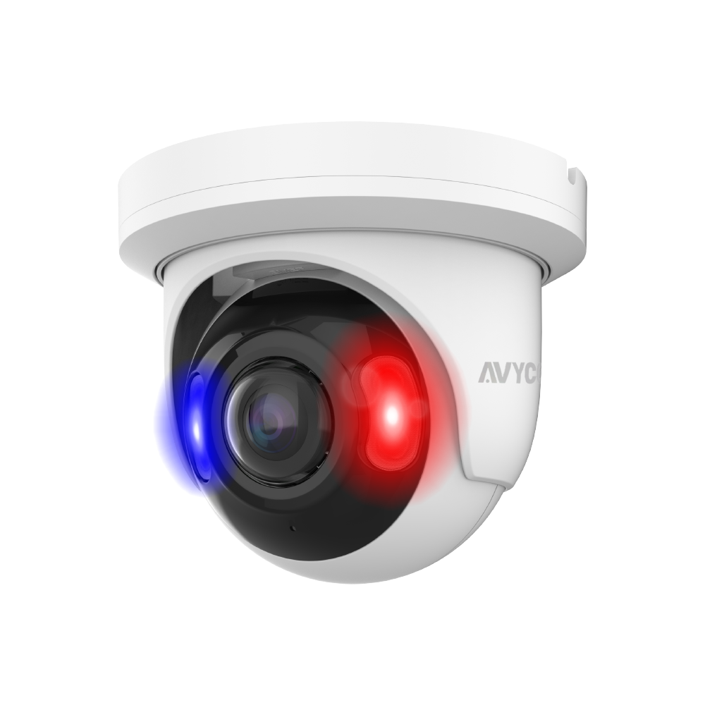 AVYCON - AVC-NPE81F180 - 8MP (4K), H.265+ InfiniteColor, Panoramic Turret AI Diversity IP Camera, True WDR, 8MP@20FPS, Full Color (white light), Built-in Mic, Speaker (2-way), Siren, 180 Panoramic Lens, MicroSD, Onvif, DC12V / PoE, IP67, White