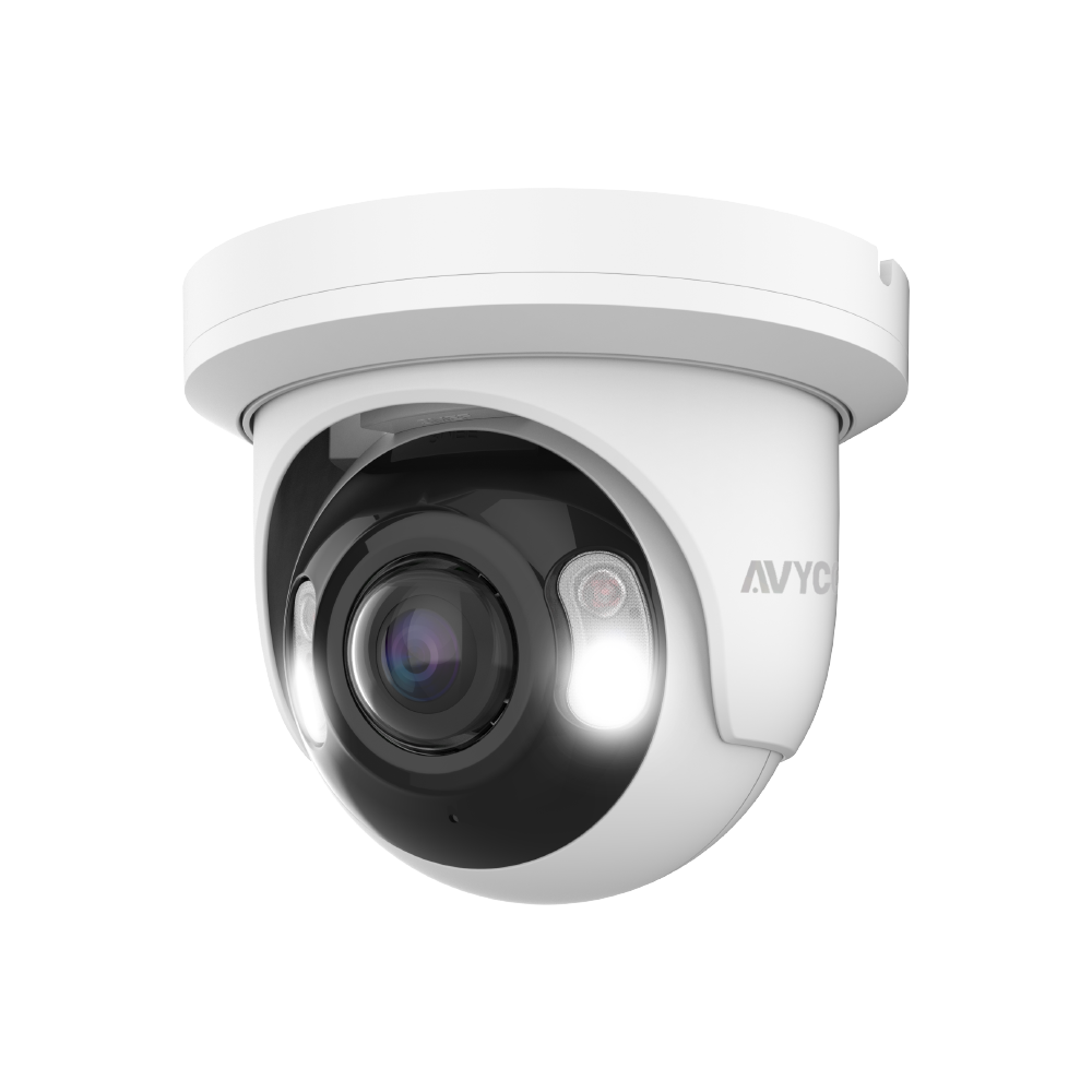 AVYCON - AVC-NPE81F180 - 8MP (4K), H.265+ InfiniteColor, Panoramic Turret AI Diversity IP Camera, True WDR, 8MP@20FPS, Full Color (white light), Built-in Mic, Speaker (2-way), Siren, 180 Panoramic Lens, MicroSD, Onvif, DC12V / PoE, IP67, White