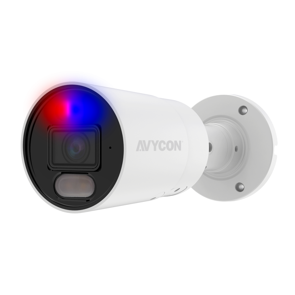 AVYCON - AVC-NUB81F28 - 8MP (4K), H.265+ InfiniteColor, Bullet AI Diversity Active Deterrence IP Camera, F1.0, True WDR, Ultra Low Light, 8MP@30FPS, Full Color (white light), Built-in Mic, Speaker (2-way), Siren, 2.8mm Fixed Lens, MicroSD, Onvif, DC1