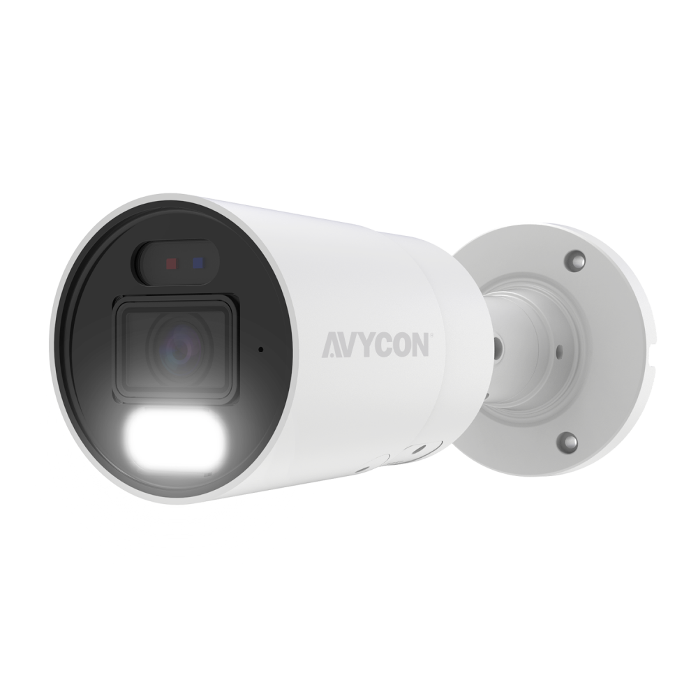 AVYCON - AVC-NUB81F28 - 8MP (4K), H.265+ InfiniteColor, Bullet AI Diversity Active Deterrence IP Camera, F1.0, True WDR, Ultra Low Light, 8MP@30FPS, Full Color (white light), Built-in Mic, Speaker (2-way), Siren, 2.8mm Fixed Lens, MicroSD, Onvif, DC1