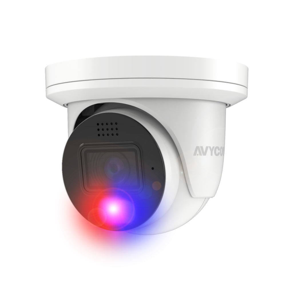 AVYCON - AVC-NUE81F28 - 8MP (4K), H.265+ InfiniteColor, Turret AI Diversity Active Deterrence IP Camera, F1.0, True WDR, Ultra Low Light, 8MP@30FPS, Full Color (white light), Built-in Mic, Speaker (2-way), Siren, 2.8mm Fixed Lens, MicroSD, Onvif, DC1