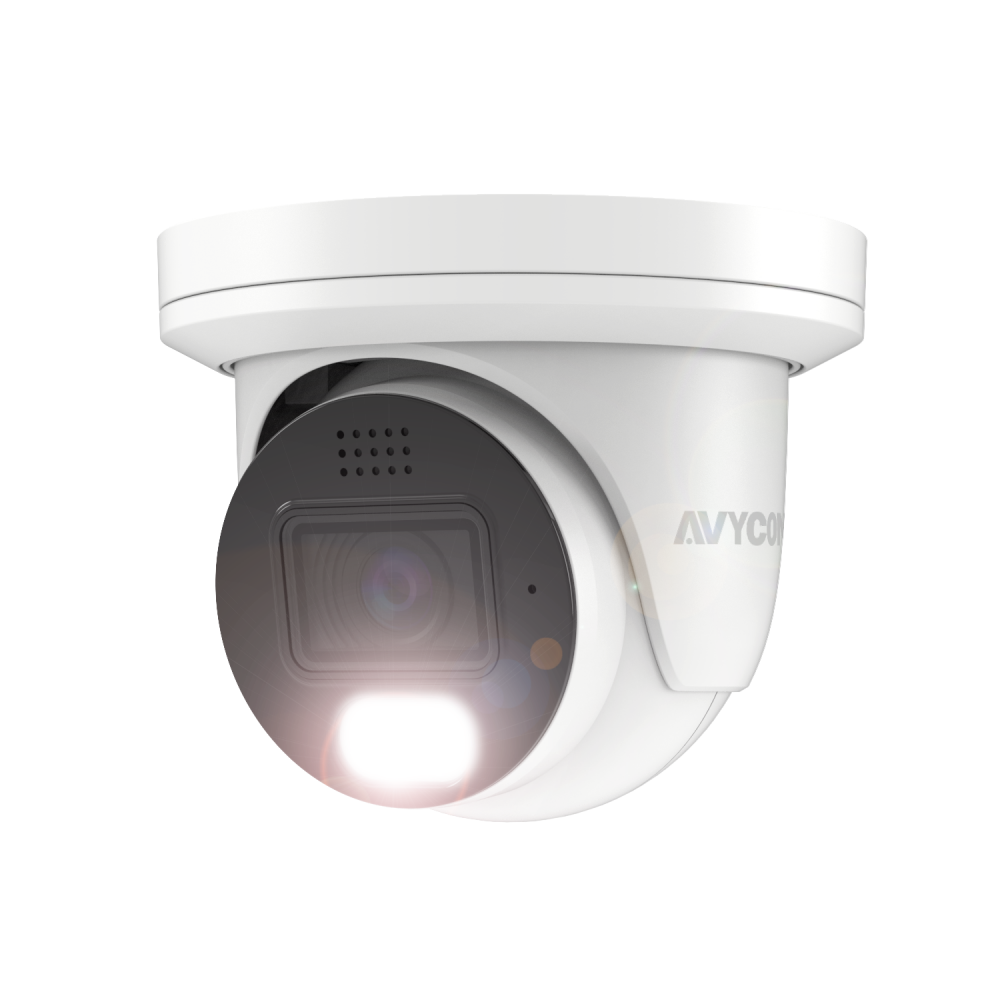 AVYCON - AVC-NUE81F28 - 8MP (4K), H.265+ InfiniteColor, Turret AI Diversity Active Deterrence IP Camera, F1.0, True WDR, Ultra Low Light, 8MP@30FPS, Full Color (white light), Built-in Mic, Speaker (2-way), Siren, 2.8mm Fixed Lens, MicroSD, Onvif, DC1