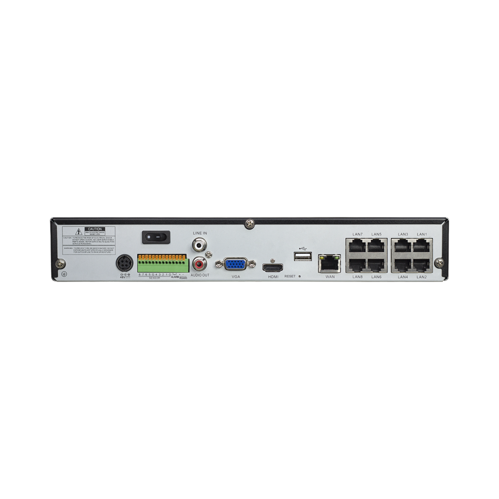 AVYCON - AVR-NSV08P8-6T - (NDAA) H.265+, 8CH 4K NVR with 8CH Built-in PoE, Plug&Play with NS/NP/NL Series IPCs, Full AI with NS/NP, 30FPS@4K per ch, 128Mbps, ONVIF, 4K HDMI, Smart AI, 6TB HDD Installed