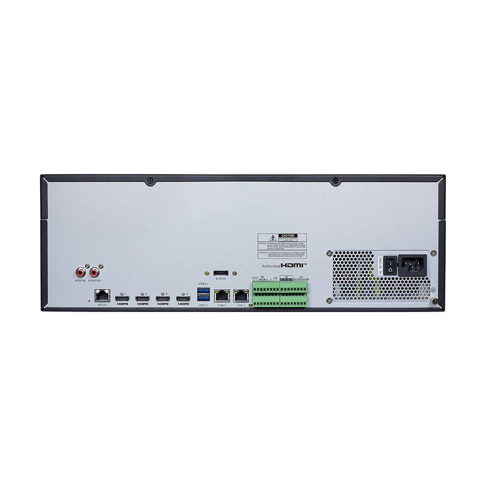 AVYCON - AVR-NSV256E2N-112T - H.265+ 256CH 4K NVR, DUAL NIC, 4 HDMI, max. 1824Mbps, 8MP@30FPS, ONVIF, 8 Alarm In / 1 Alarm Out, 4 HDMI 4K Output, 16 Hot Swappable SATA, 112TB HDD Installed