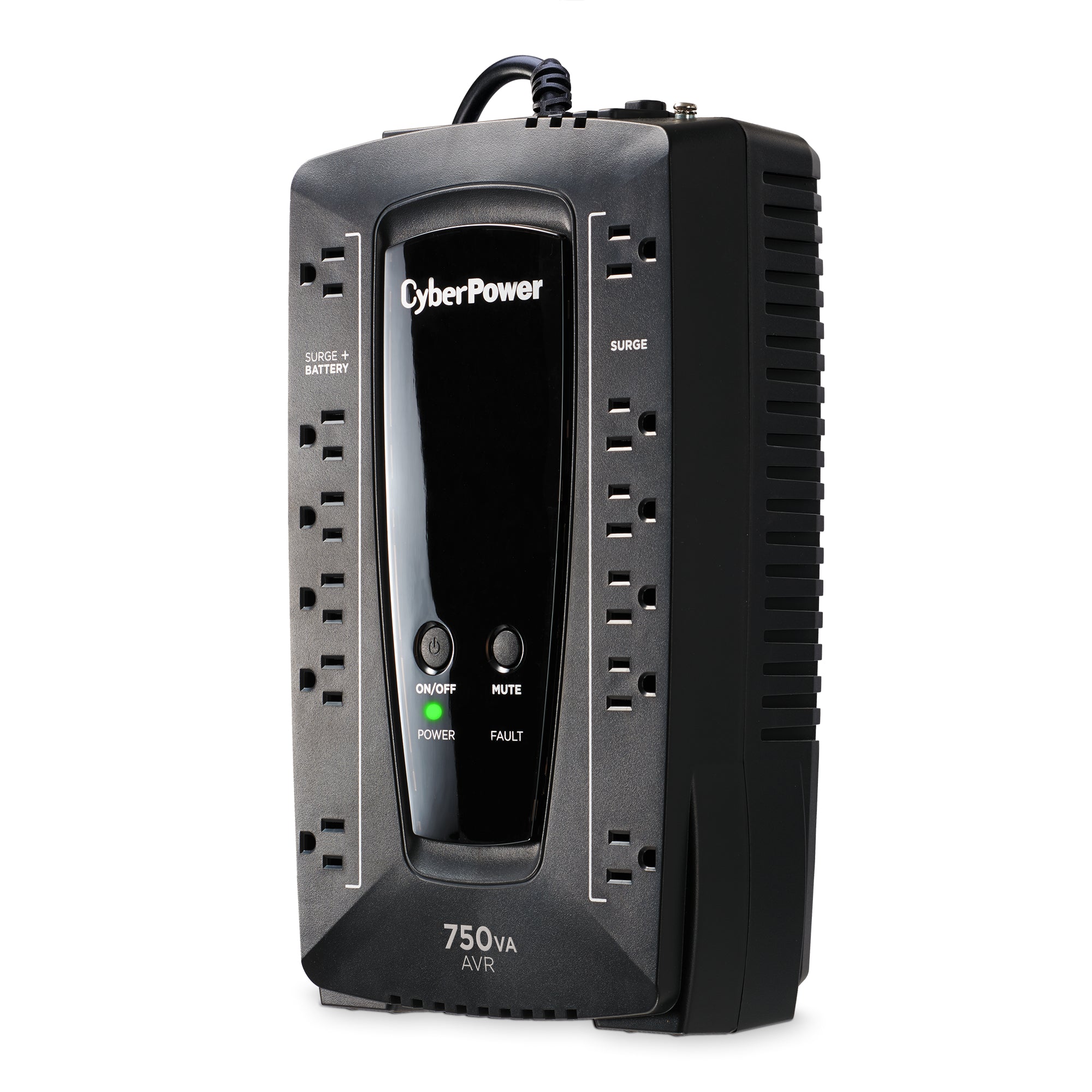 CYBERPOWER - AVRG750U - 750VA/450W, Simulated Sine Wave, NEMA 5-15P, 5 ft cord, 12 (6 surge, 6 surge + battery backup), PowerPanel Personal Edition software, 3 year warranty