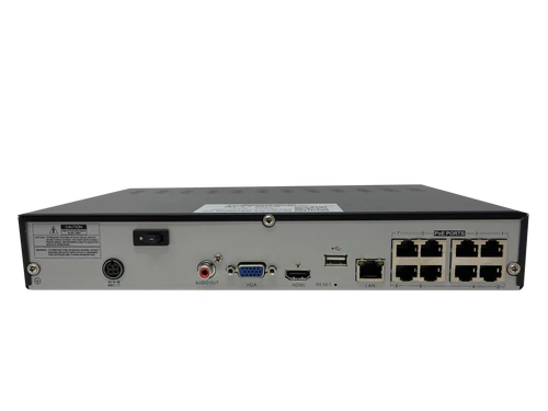 BOLIDE - BK-NVR8 - 8-Channel 4K H.265 NVR with 8-Port Built-in POE, Supports Up to 4K Cameras, 76Mbps Throughput, 4K Output, HDMI, VGA, 1 Hard Drive Bay Up to 12TB, NDAA Compliant, iPac AI Enabled