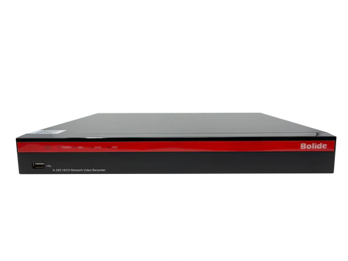 BOLIDE - BN-NVR/16NX-S/NDAA - 16-Channel 4K H.265 NVR with 16-Port Built-in POE, Supports Up to 4K Cameras, 112Mbps Throughput, 4K Output, HDMI, VGA, BNC Spot Output, 2 Hard Drive Bays Up to 12TB each bay, 24TB max, NDAA Compliant, iPac AI Enabled