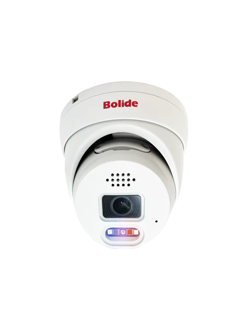 BOLIDE - BN8019AD - H.265 5MP 2.8mm Fixed Lens IP67 Full Color Active Deterrent Camera, Color At Night Warmlight Up to 65 Feet, Two-Way Audio ( Built-in Speaker and Mic ), MicroSD Slot Up to 256GB, Active Deterrent Red and Blue Lights, POE, 12VDC, , 