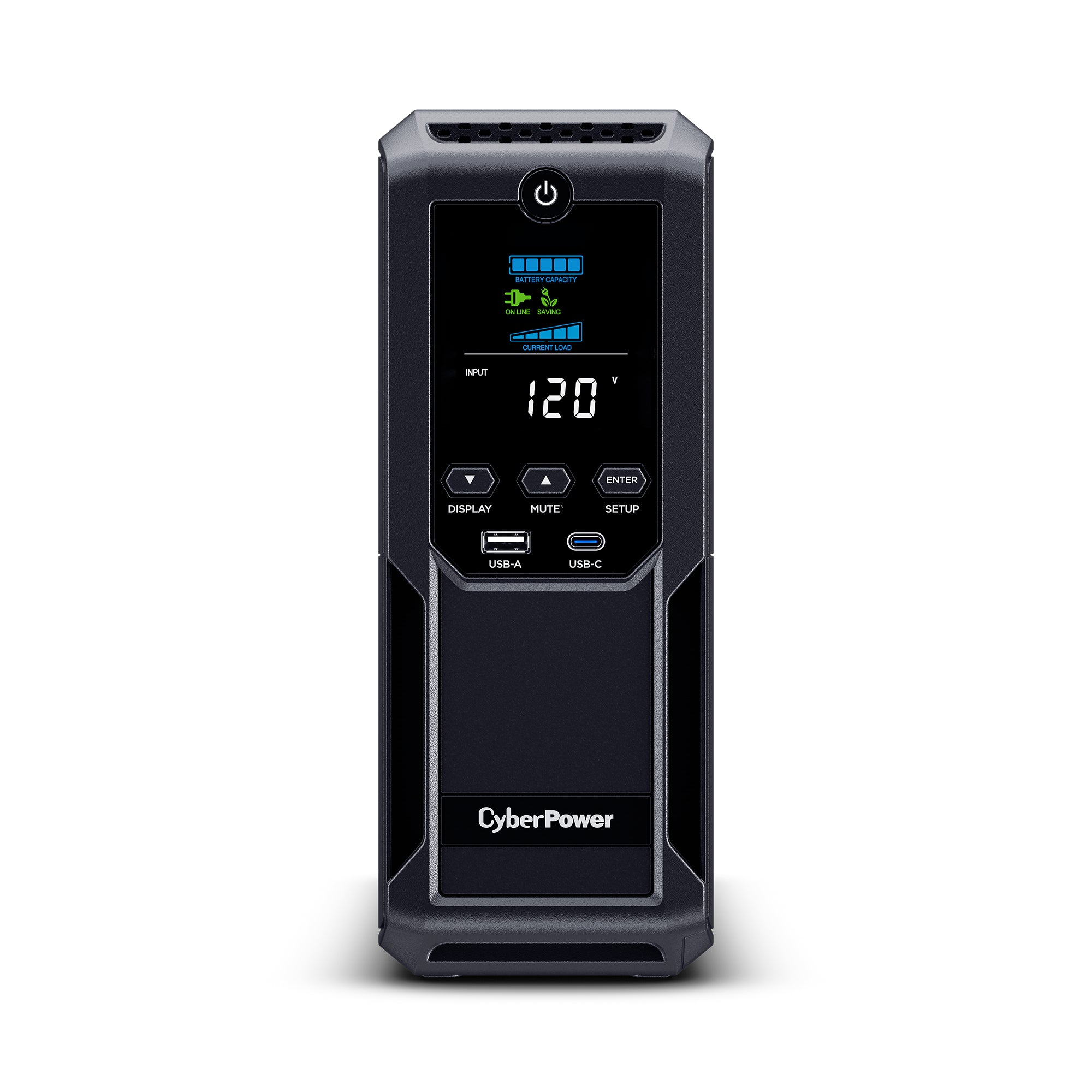 CYBERPOWER - BRG1500AVRLCD2 - 1500VA/900W Line Interactive UPS, Mini-tower, 12 Outlets, AVR, LCD, USB Charging, 5 Yr Warranty