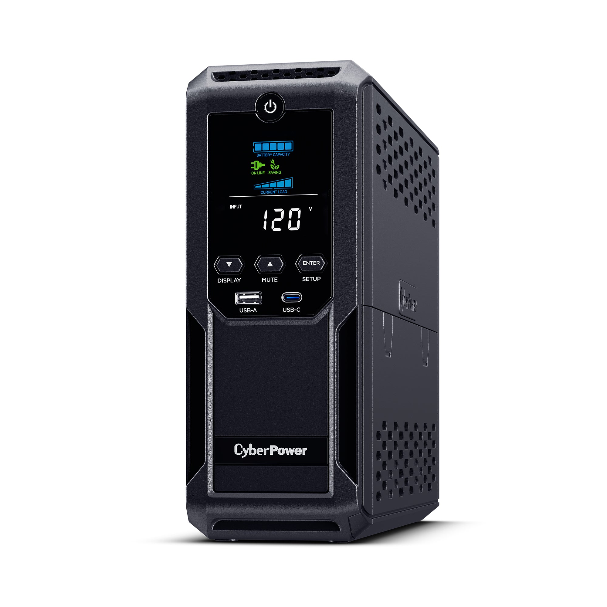 CYBERPOWER - BRG1500AVRLCD2 - 1500VA/900W Line Interactive UPS, Mini-tower, 12 Outlets, AVR, LCD, USB Charging, 5 Yr Warranty