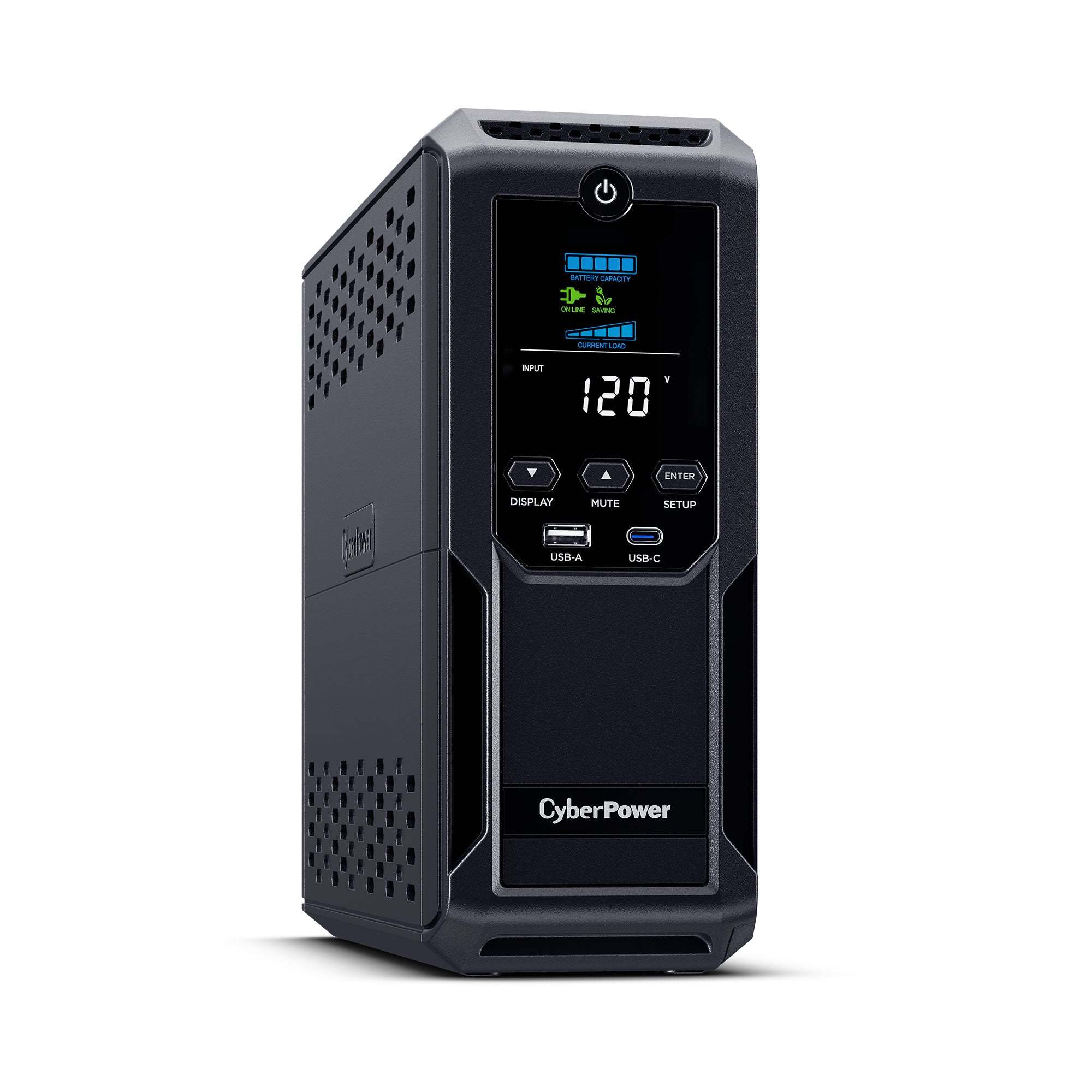CYBERPOWER - BRG1500AVRLCD2 - 1500VA/900W Line Interactive UPS, Mini-tower, 12 Outlets, AVR, LCD, USB Charging, 5 Yr Warranty