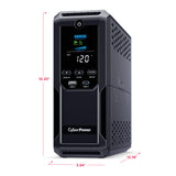 CYBERPOWER - CP1500AVRLCD3 - 1500VA/900W Line Interactive UPS, Mini-tower, 12 Outlets, AVR, LCD, USB Charging, 3 Yr Warranty