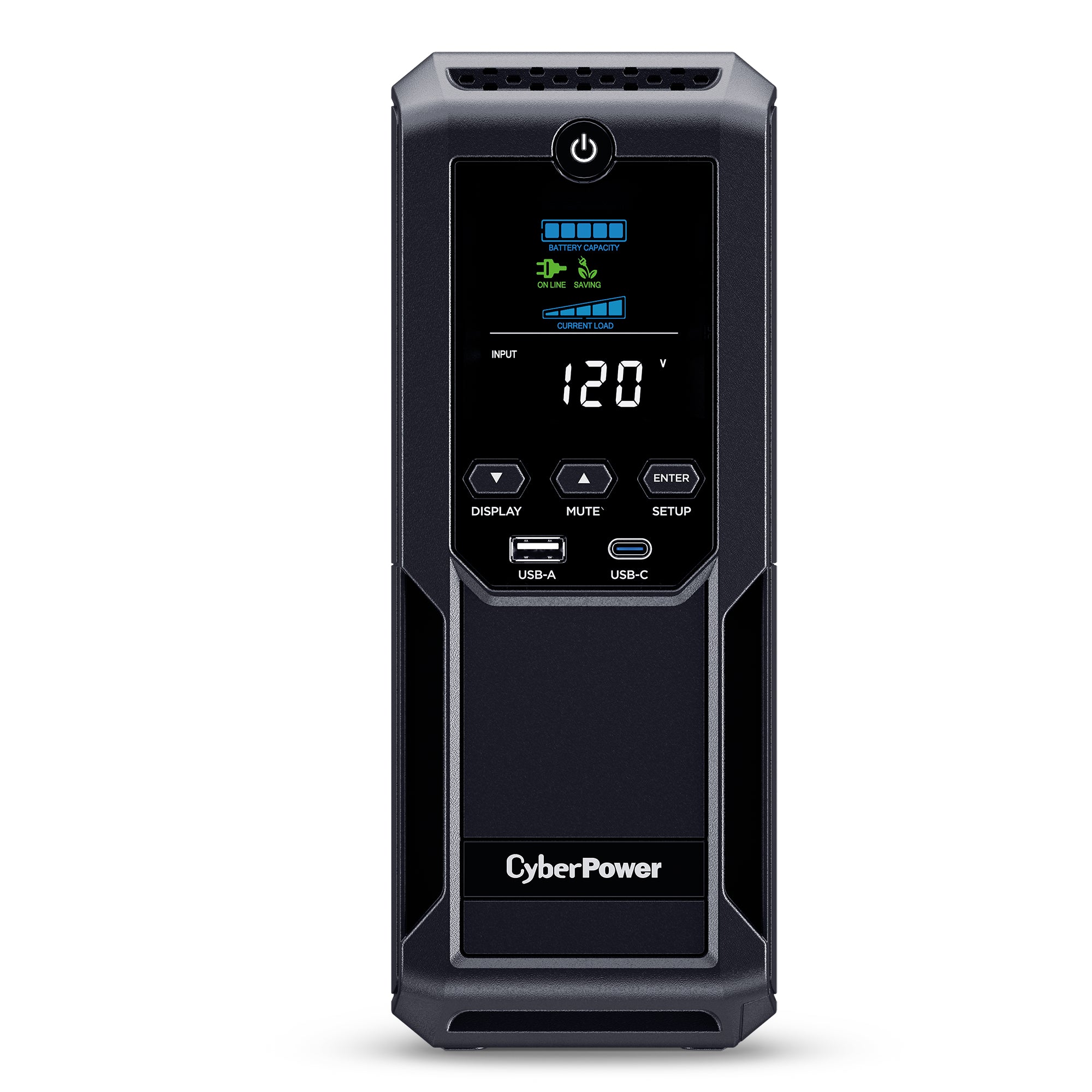 CYBERPOWER - CP1500AVRLCD3 - 1500VA/900W Line Interactive UPS, Mini-tower, 12 Outlets, AVR, LCD, USB Charging, 3 Yr Warranty