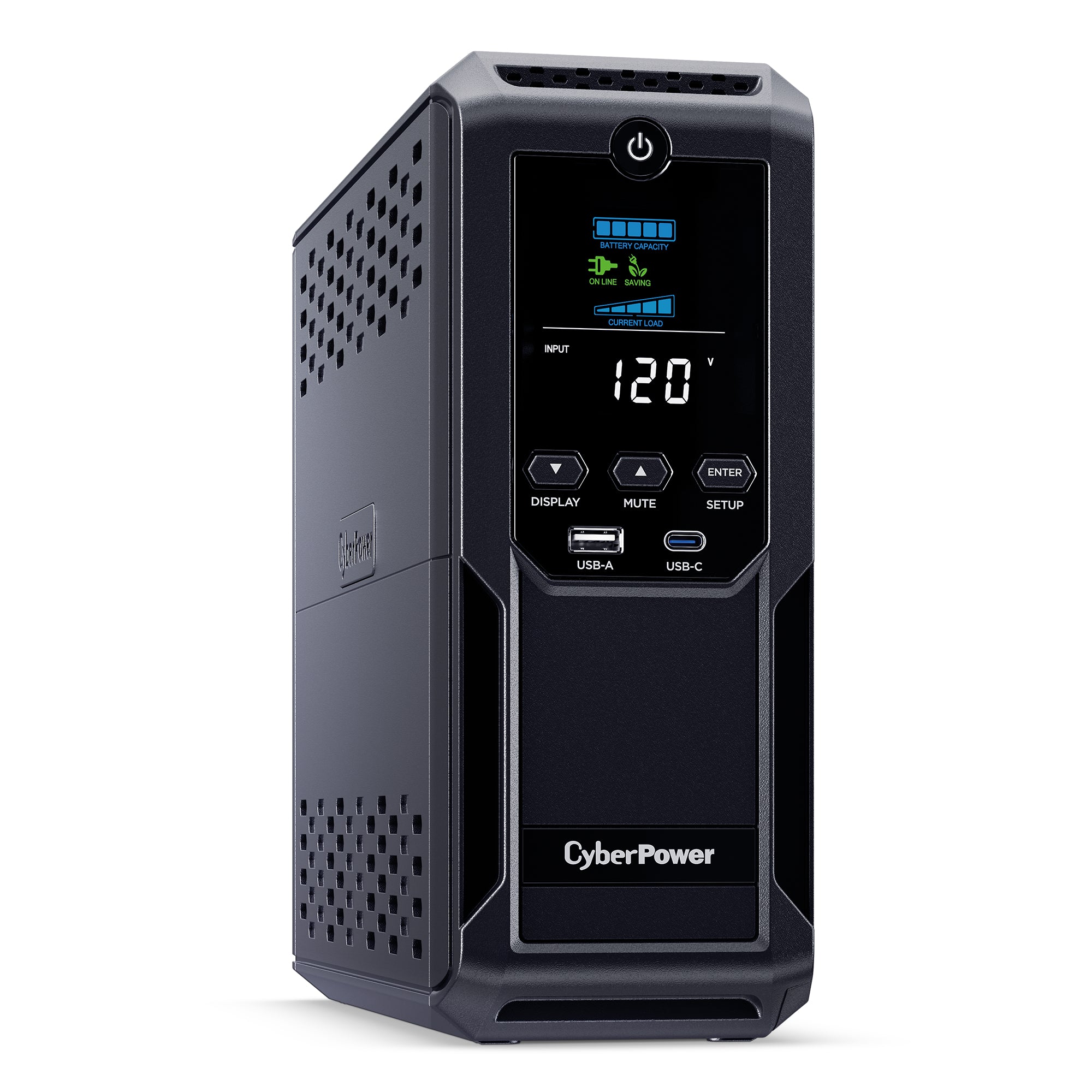 CYBERPOWER - CP1500AVRLCD3 - 1500VA/900W Line Interactive UPS, Mini-tower, 12 Outlets, AVR, LCD, USB Charging, 3 Yr Warranty