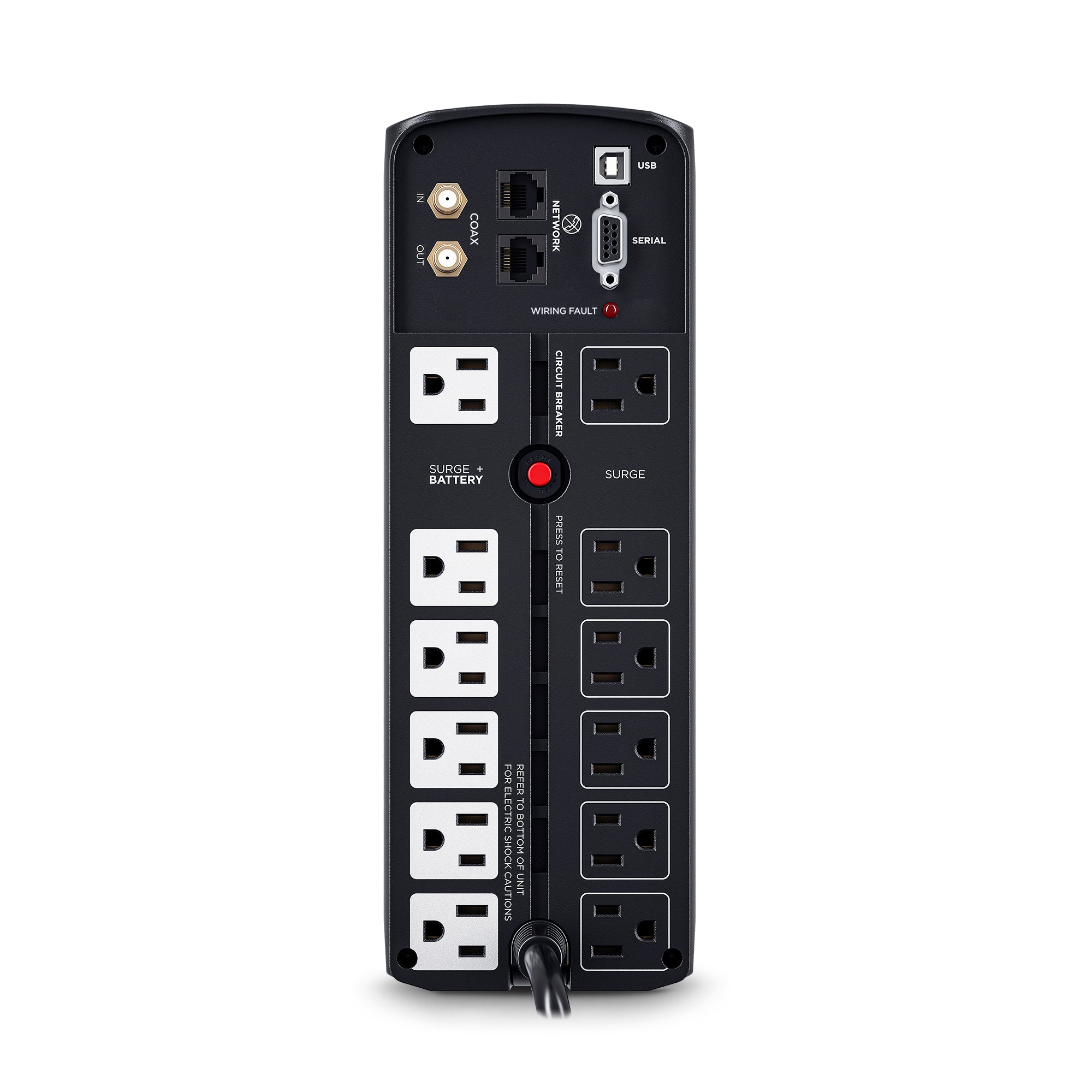 CYBERPOWER - CP1500AVRLCDTAA - 1500VA/900W Line Interactive UPS, Mini-tower, 12 Outlets, AVR, LCD, Serial/USB, TAA Compliant, 3 Yr Warranty