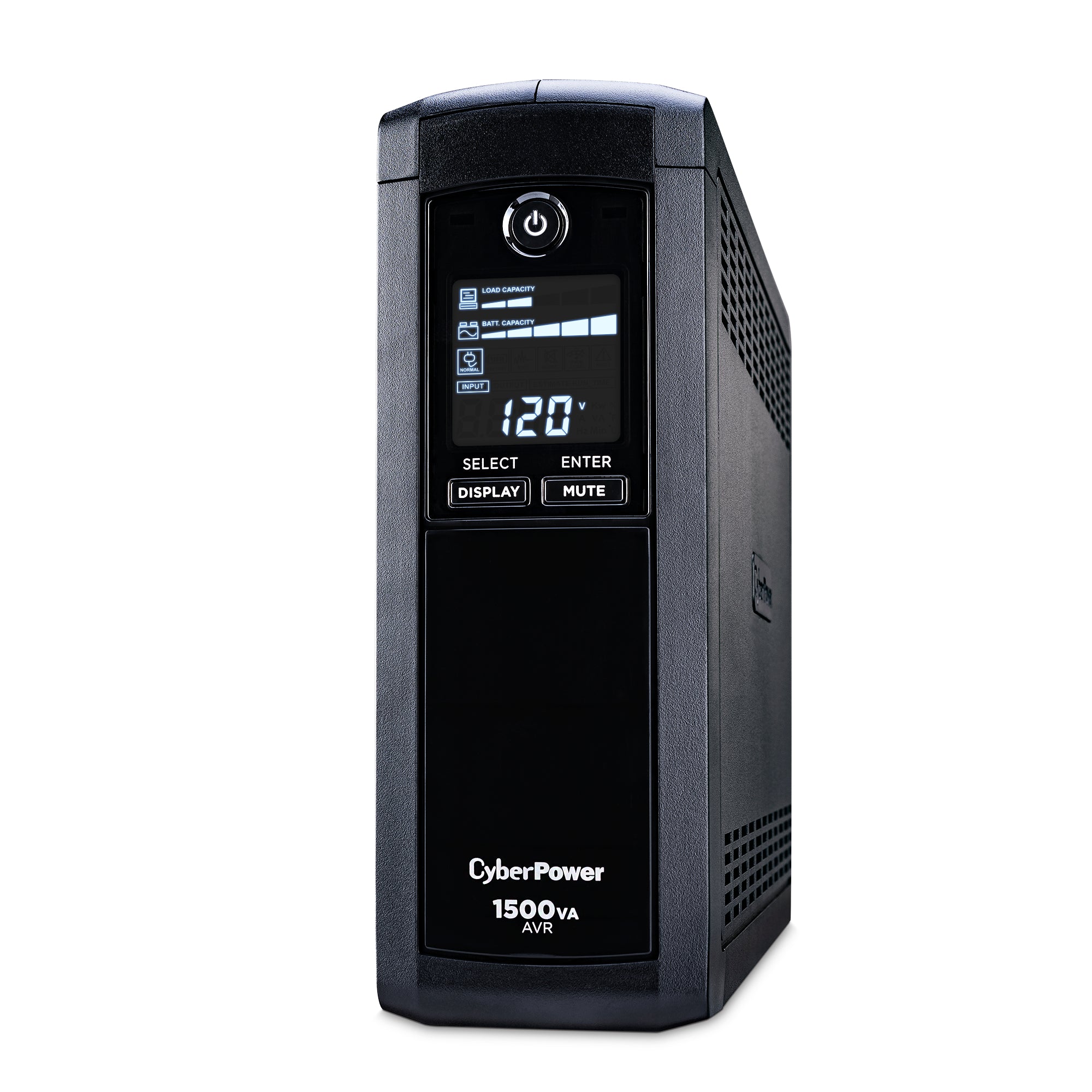 CYBERPOWER - CP1500AVRLCDTAA - 1500VA/900W Line Interactive UPS, Mini-tower, 12 Outlets, AVR, LCD, Serial/USB, TAA Compliant, 3 Yr Warranty