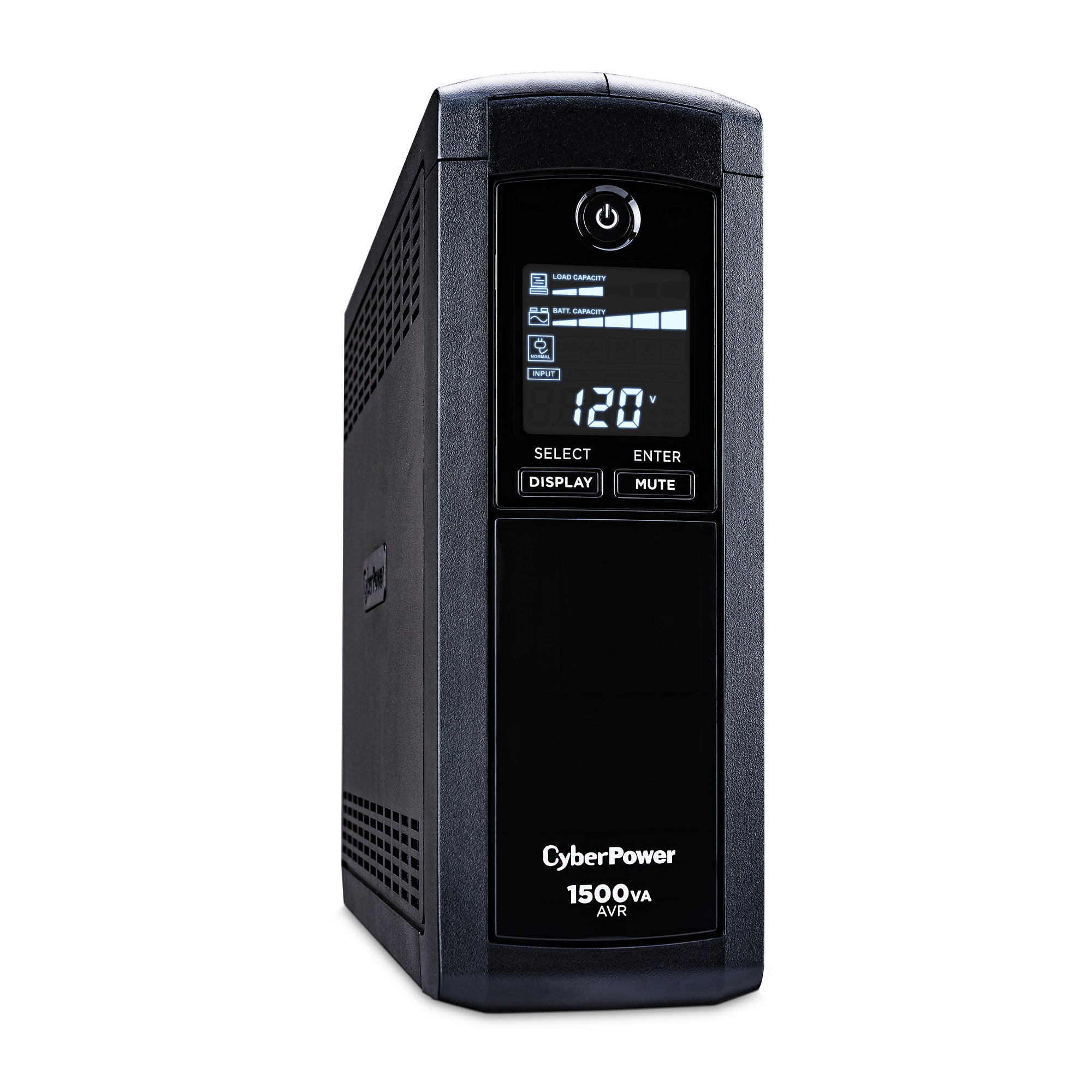 CYBERPOWER - CP1500AVRLCDTAA - 1500VA/900W Line Interactive UPS, Mini-tower, 12 Outlets, AVR, LCD, Serial/USB, TAA Compliant, 3 Yr Warranty
