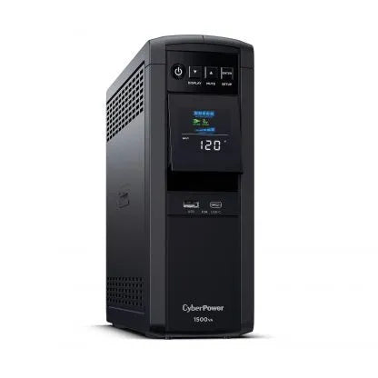 CYBERPOWER - CP1500PFCLCDTAA - 1500VA/1000W, PFC Sine Wave Mini-tower UPS, 12 NEMA 5-15R, NEMA 5-15P, USB, Relay, SNMP, PowerPanel Business Software, 3 Yr Wty, TAA Compliant