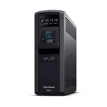 CYBERPOWER - CP1500PFCLCDTAA - 1500VA/1000W, PFC Sine Wave Mini-tower UPS, 12 NEMA 5-15R, NEMA 5-15P, USB, Relay, SNMP, PowerPanel Business Software, 3 Yr Wty, TAA Compliant