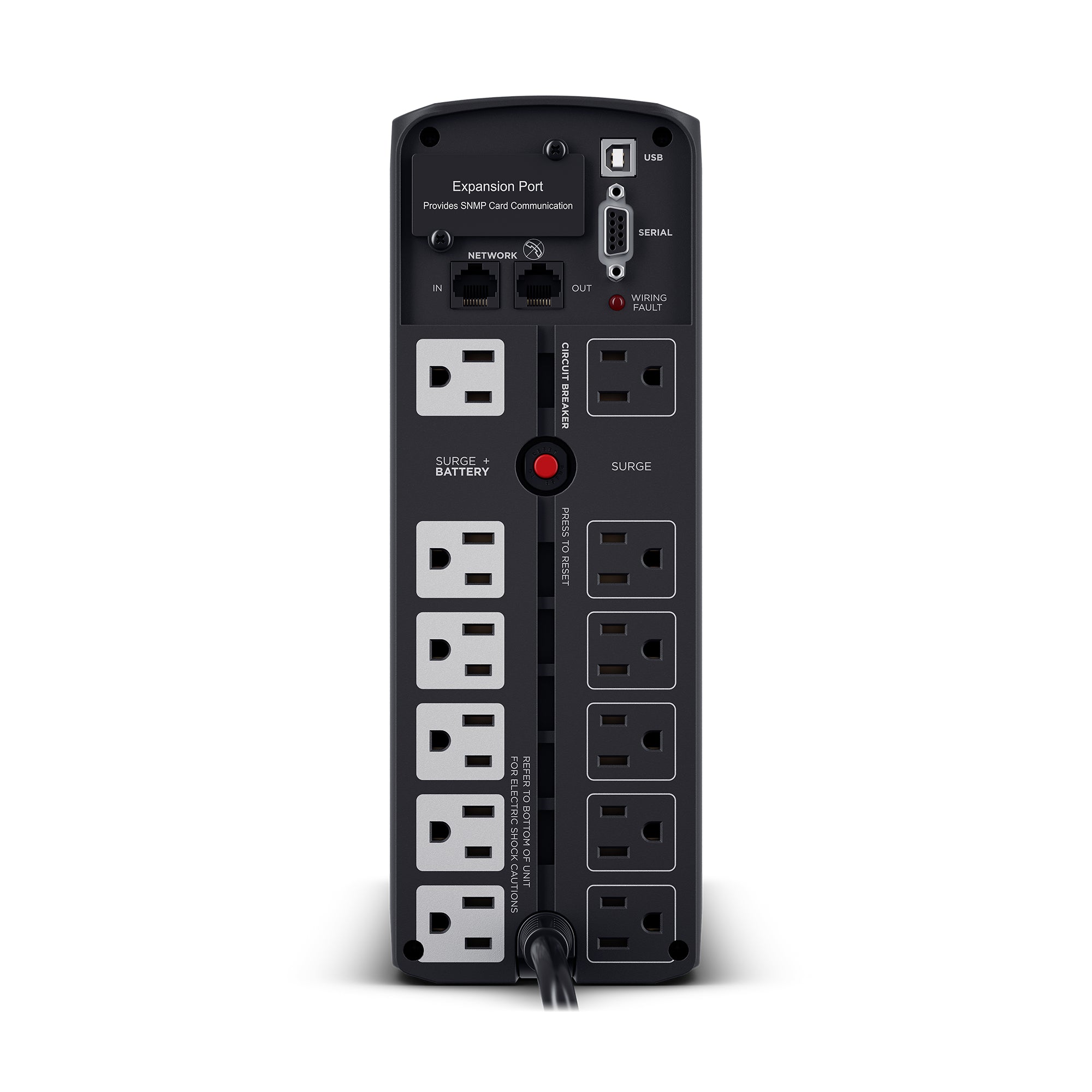 CYBERPOWER - CP1500PFCLCD - 1500VA/1000W, PFC Sine Wave Mini-tower UPS, 12 NEMA 5-15R, NEMA 5-15P, USB, Relay, SNMP, 3 Yr Wty