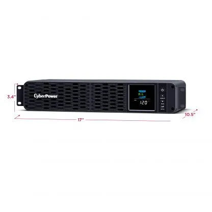 CYBERPOWER - CP1500PFCRM2U - 1500VA/1000W, PFC Sine Wave Short-depth 2U Rackmount UPS, 8 NEMA 5-15R, NEMA 5-15P, USB, SNMP, 3 Yr Wty