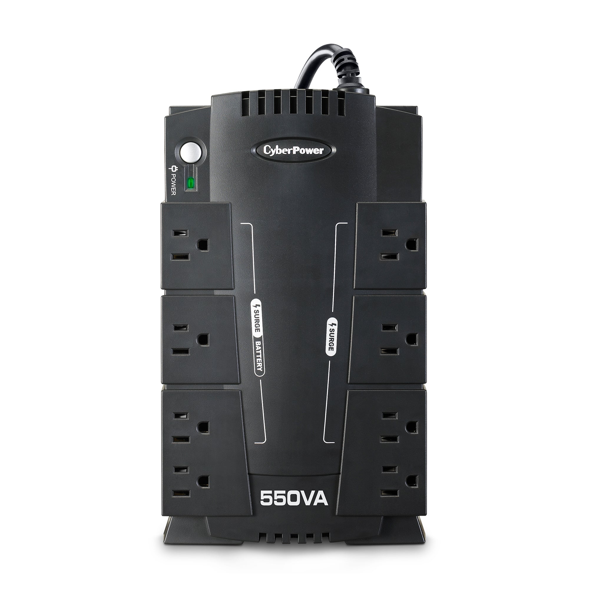 CYBERPOWER - CP550SLG - 550VA/330W, Simulated Sine Wave, NEMA 5-15P, 5 ft cord, 8 NEMA 5-15R, USB, PowerPanel Personal Edition software, 3 year warranty