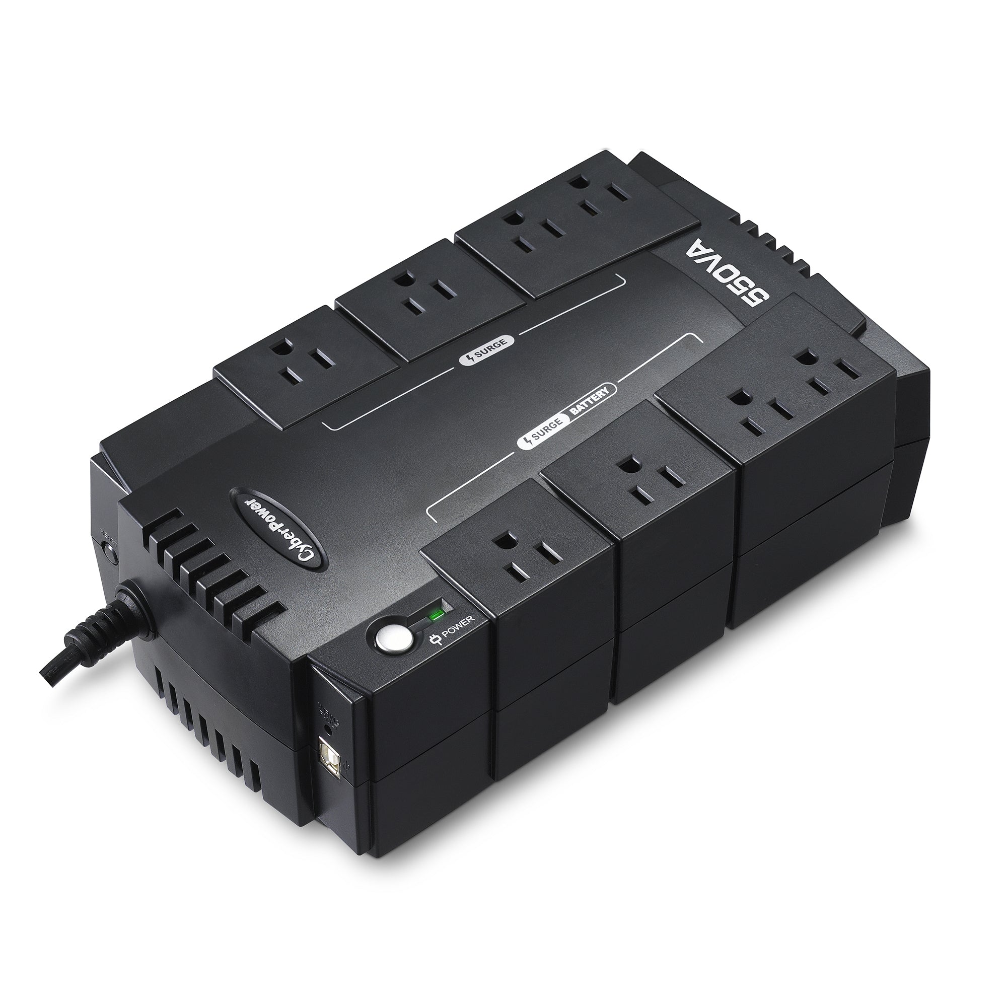 CYBERPOWER - CP550SLG - 550VA/330W, Simulated Sine Wave, NEMA 5-15P, 5 ft cord, 8 NEMA 5-15R, USB, PowerPanel Personal Edition software, 3 year warranty