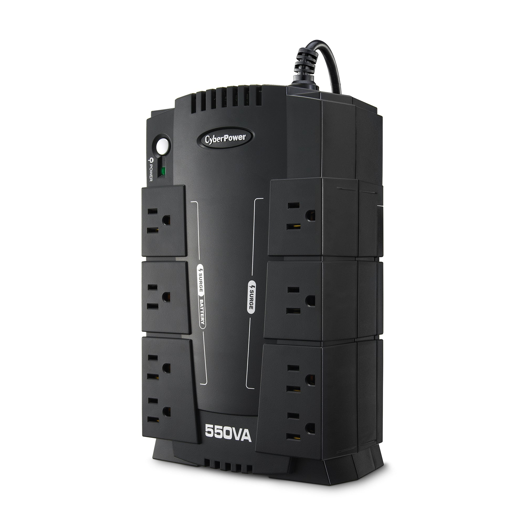 CYBERPOWER - CP550SLG - 550VA/330W, Simulated Sine Wave, NEMA 5-15P, 5 ft cord, 8 NEMA 5-15R, USB, PowerPanel Personal Edition software, 3 year warranty