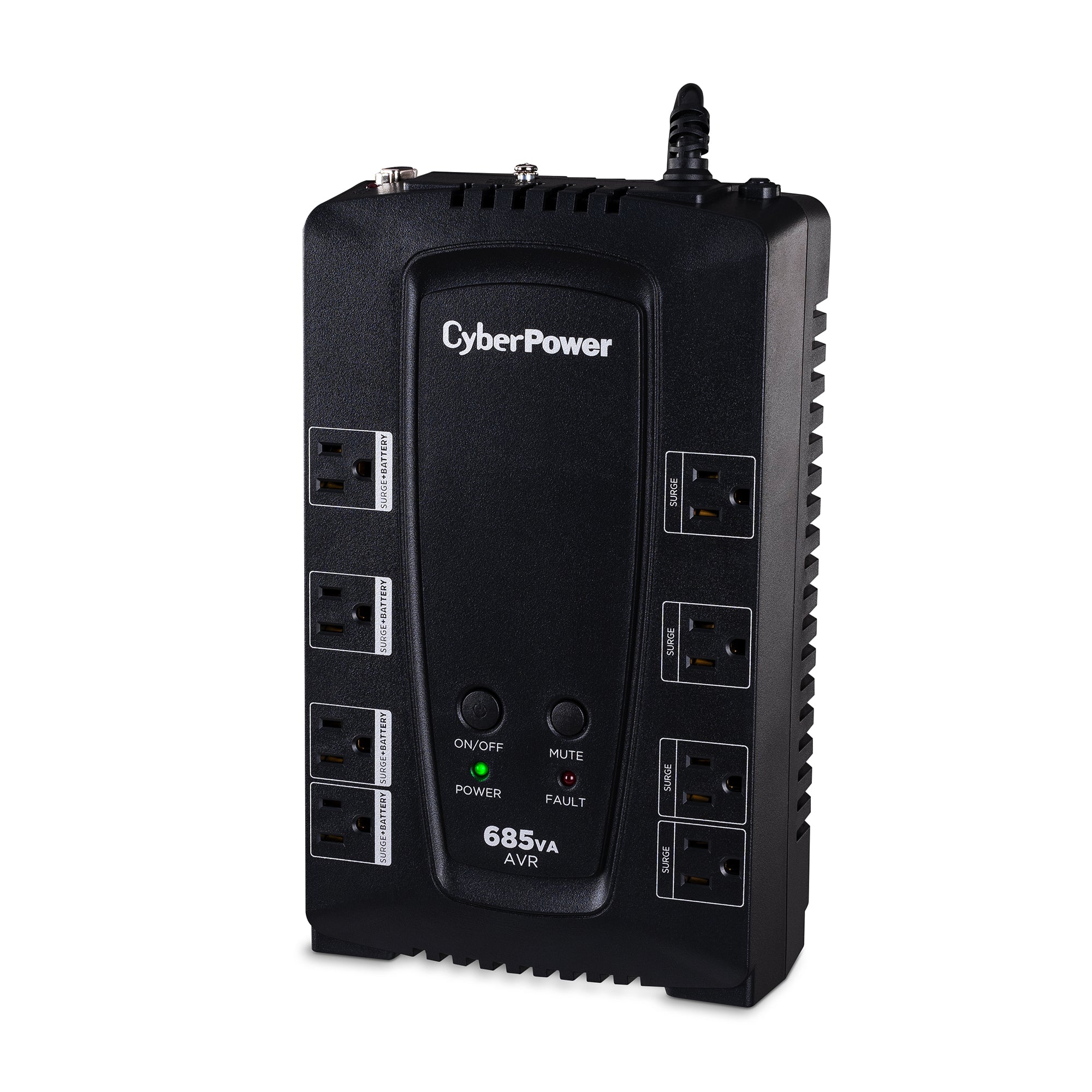 CYBERPOWER - CP685AVRG - 685VA/390W Compact UPS, AVR, NEMA 5-15P, 6 Ft Cord, 8 NEMA 5-15R, USB, Serial, PowerPanel Personal, 3 Year Warranty