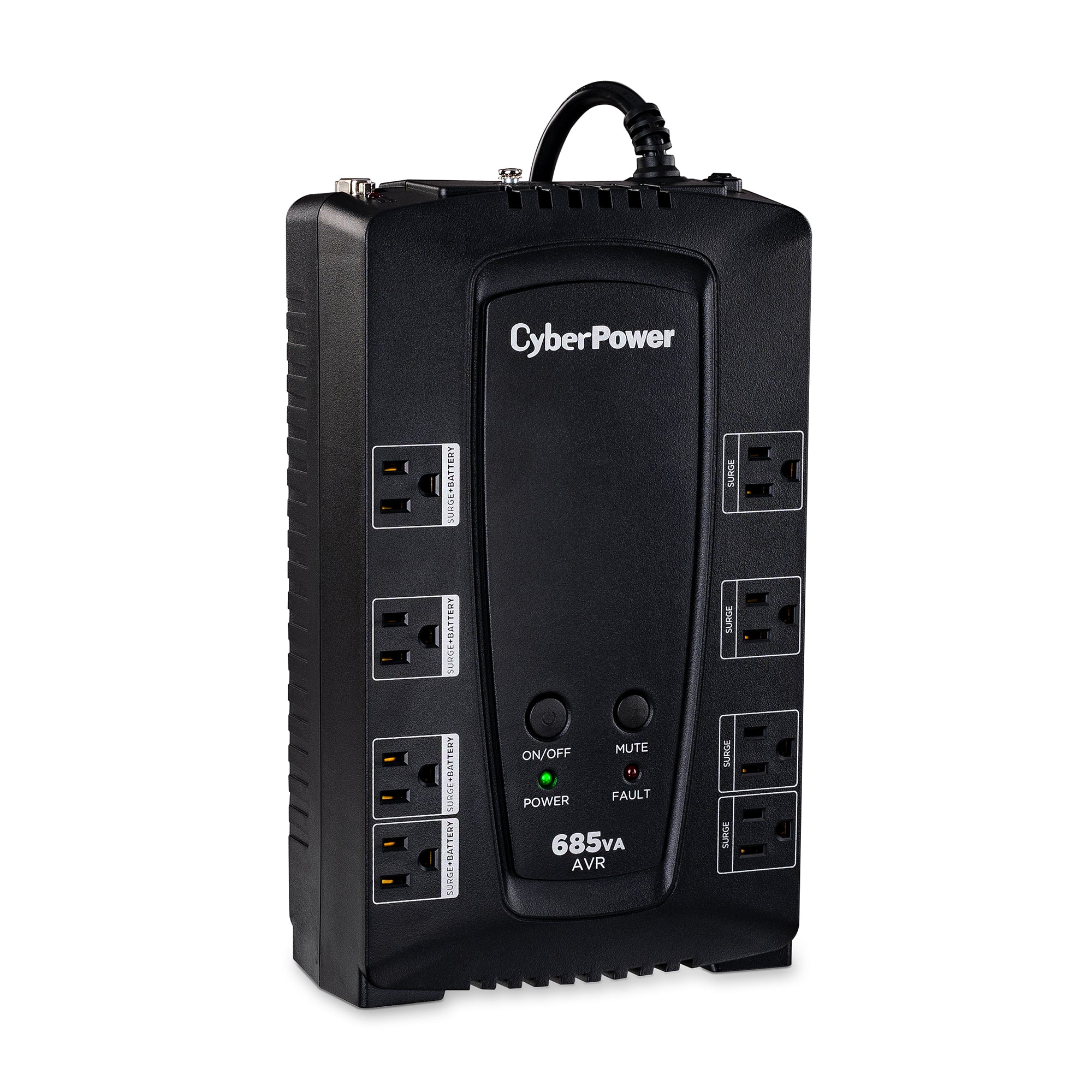 CYBERPOWER - CP685AVRG - 685VA/390W Compact UPS, AVR, NEMA 5-15P, 6 Ft Cord, 8 NEMA 5-15R, USB, Serial, PowerPanel Personal, 3 Year Warranty