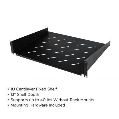 Cyber Power - CRA50002 - 19” 1U Cantilever Shelf, 13” (350MM) Deep, 40LBS (18KG) Capacity, 5 Year Warranty