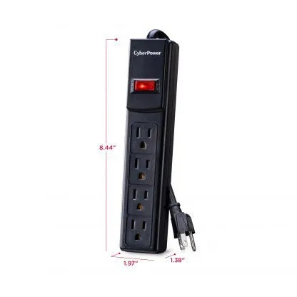 Cyber Power - CSB404 - 600 J, 125 V, NEMA 5-15P plug, 4 NEMA 5-15R, 4 ft Cord, Limited Lifetime Warranty