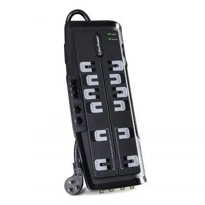 Cyber Power - CSHT1208TNC2 - 3150 J, 125 V, Nema 5-15P 45 Degree Off-Set Plug, 12 Nema 5-15R, 8 Ft Cord, Limited Lifetime Warranty