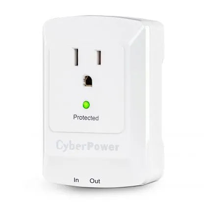 CYBERPOWER - CSP100TW - 900 J, 125 V, NEMA 5-15P wall tap plug, 1 NEMA 5-15R, Limited lifetime warranty