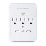 Cyber Power - CSP300WUR1 - 600 J, 125 V, Nema 5-15P Plug, 3 Nema 5-15R, 2 (2.1a Shared) USB Ports, 1 Year Limited Warranty