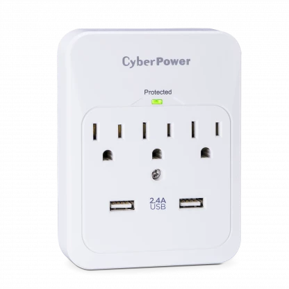 Cyber Power - CSP300WUR1 - 600 J, 125 V, Nema 5-15P Plug, 3 Nema 5-15R, 2 (2.1a Shared) USB Ports, 1 Year Limited Warranty