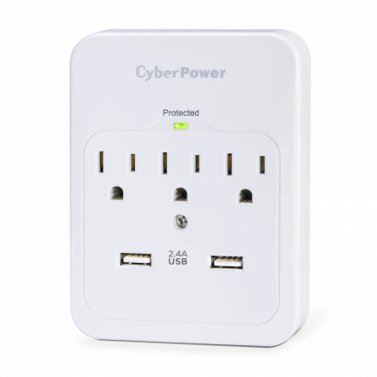 Cyber Power - CSP300WUR1 - 600 J, 125 V, Nema 5-15P Plug, 3 Nema 5-15R, 2 (2.1a Shared) USB Ports, 1 Year Limited Warranty