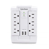 CYBERPOWER - CSP600WSURC2 - 6-Outlet (Swivel) Wall Tap with 1200 Joules, 2 USB 2.4A shared, white