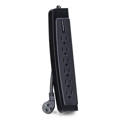 Cyber Power - CSP604T - 1350 J, 125 V, NEMA 5-15P 45 degree off-set plug, 6 NEMA 5-15R, 4 ft cord, Limited Lifetime Warranty